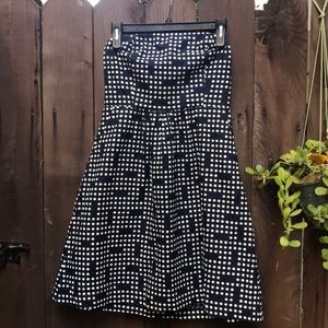 Gap navy and white polka dot strapless dress